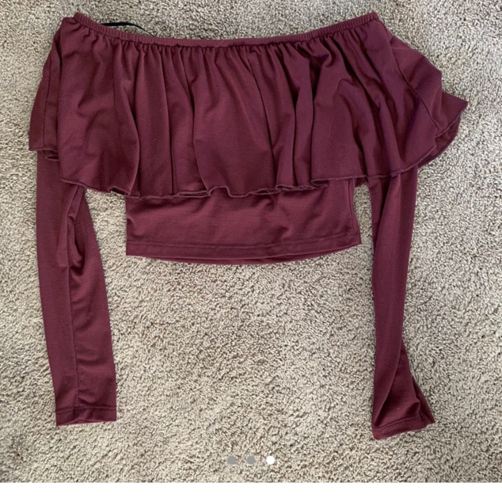 maroon off the shoulder top